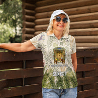 Sukkot Women Polo Shirt Jewish Holiday Gratitude Dwells Here - Vintage Botanical Sukkah