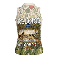 Sukkot Women Sleeveless Polo Shirt Jewish Holiday Gratitude Dwells Here - Vintage Botanical Sukkah