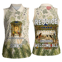 Sukkot Women Sleeveless Polo Shirt Jewish Holiday Gratitude Dwells Here - Vintage Botanical Sukkah