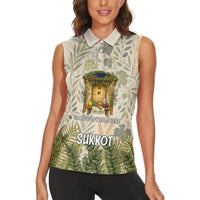 Sukkot Women Sleeveless Polo Shirt Jewish Holiday Gratitude Dwells Here - Vintage Botanical Sukkah