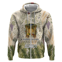Sukkot Zip Hoodie Jewish Holiday Gratitude Dwells Here - Vintage Botanical Sukkah