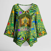 Sukkot Jewish Kimono Sleeve Blouse Colorful Sukkot Festival Of Tabernacles