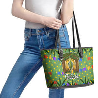 Sukkot Jewish Leather Tote Bag Colorful Sukkot Festival Of Tabernacles