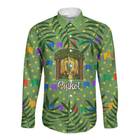 Sukkot Jewish Long Sleeve Button Shirt Colorful Sukkot Festival Of Tabernacles