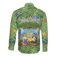 Sukkot Jewish Long Sleeve Button Shirt Colorful Sukkot Festival Of Tabernacles