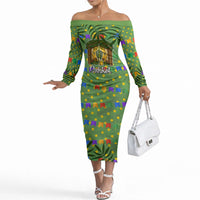 Sukkot Jewish Off The Shoulder Long Sleeve Dress Colorful Sukkot Festival Of Tabernacles