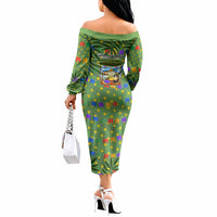 Sukkot Jewish Off The Shoulder Long Sleeve Dress Colorful Sukkot Festival Of Tabernacles