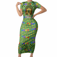 Sukkot Jewish Short Sleeve Bodycon Dress Colorful Sukkot Festival Of Tabernacles