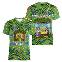 Sukkot Jewish Women V-Neck T-Shirt Colorful Sukkot Festival Of Tabernacles