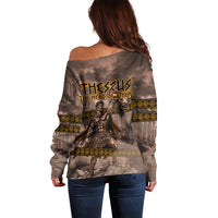 Theseus The Hero Of Athens Off Shoulder Sweater Greek Mythology Minotaur Ancient Warrior Art