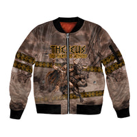 Theseus The Hero Of Athens Sleeve Zip Bomber Jacket Greek Mythology Minotaur Ancient Warrior Art