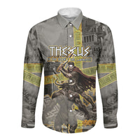 Theseus In The Heart Of The Labyrinth Long Sleeve Button Shirt Ancient Greek Mythology Minotaur Warrior Battle Art