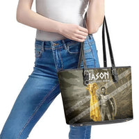 Jason Golden Fleece Seeker Leather Tote Bag Ancient Greek Mythology Heroic Warrior Dragon Battle