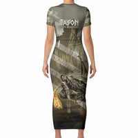 Jason Golden Fleece Seeker Short Sleeve Bodycon Dress Ancient Greek Mythology Heroic Warrior Dragon Battle