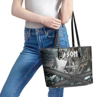 Jason Argo The First Voyage Leather Tote Bag Ancient Greek Mythology Heroic Warrior Dragon Battle