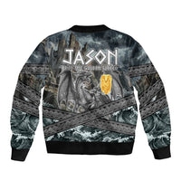 Jason Argo The First Voyage Sleeve Zip Bomber Jacket Ancient Greek Mythology Heroic Warrior Dragon Battle