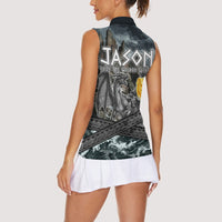 Jason Argo The First Voyage Women Sleeveless Polo Shirt Ancient Greek Mythology Heroic Warrior Dragon Battle