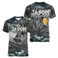 Jason Argo The First Voyage Women V-Neck T-Shirt Ancient Greek Mythology Heroic Warrior Dragon Battle