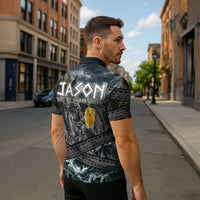 Jason Argo The First Voyage Zipper Polo Shirt Ancient Greek Mythology Heroic Warrior Dragon Battle