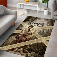 Orpheus Greek Mythology Lyre Musician Area Rug Vintage Ancient Greek Meander Classical Statue