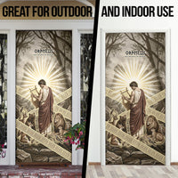 Orpheus Greek Mythology Lyre Musician Door Cover Vintage Ancient Greek Meander Classical Statue