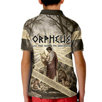 Orpheus Greek Mythology Lyre Musician Kid Polo Shirt Vintage Ancient Greek Meander Classical Statue