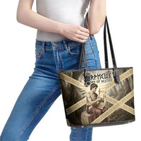 Orpheus Greek Mythology Lyre Musician Leather Tote Bag Vintage Ancient Greek Meander Classical Statue