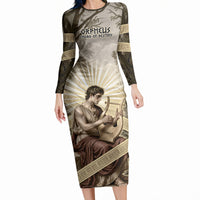 Orpheus Greek Mythology Lyre Musician Long Sleeve Bodycon Dress Vintage Ancient Greek Meander Classical Statue