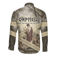 Orpheus Greek Mythology Lyre Musician Long Sleeve Button Shirt Vintage Ancient Greek Meander Classical Statue