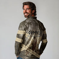 Orpheus Greek Mythology Lyre Musician Long Sleeve Polo Shirt Vintage Ancient Greek Meander Classical Statue