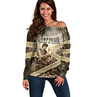Orpheus Greek Mythology Lyre Musician Off Shoulder Sweater Vintage Ancient Greek Meander Classical Statue