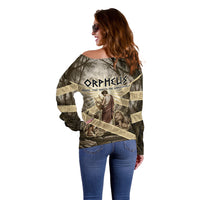 Orpheus Greek Mythology Lyre Musician Off Shoulder Sweater Vintage Ancient Greek Meander Classical Statue