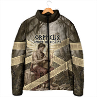 Orpheus Greek Mythology Lyre Musician Padded Jacket Vintage Ancient Greek Meander Classical Statue