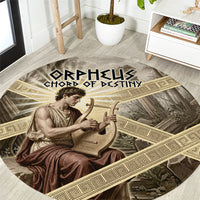 Orpheus Greek Mythology Lyre Musician Round Carpet Vintage Ancient Greek Meander Classical Statue