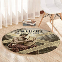 Orpheus Greek Mythology Lyre Musician Round Carpet Vintage Ancient Greek Meander Classical Statue