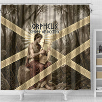 Orpheus Greek Mythology Lyre Musician Shower Curtain Vintage Ancient Greek Meander Classical Statue