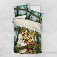 Orpheus And Eurydice Greek Mythology Lyre Bedding Set Vintage Ancient Greek Meander Classical Statue