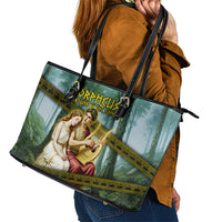 Orpheus And Eurydice Greek Mythology Lyre Leather Tote Bag Vintage Ancient Greek Meander Classical Statue
