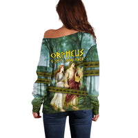 Orpheus And Eurydice Greek Mythology Lyre Off Shoulder Sweater Vintage Ancient Greek Meander Classical Statue