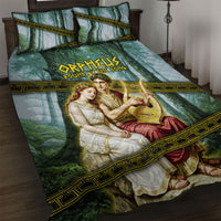 Orpheus And Eurydice Greek Mythology Lyre Quilt Bed Set Vintage Ancient Greek Meander Classical Statue