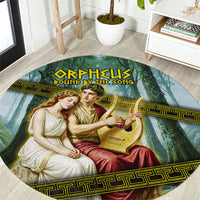 Orpheus And Eurydice Greek Mythology Lyre Round Carpet Vintage Ancient Greek Meander Classical Statue