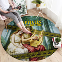Orpheus And Eurydice Greek Mythology Lyre Round Carpet Vintage Ancient Greek Meander Classical Statue