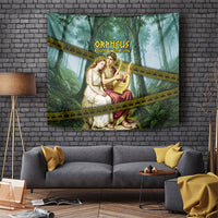 Orpheus And Eurydice Greek Mythology Lyre Tapestry Vintage Ancient Greek Meander Classical Statue