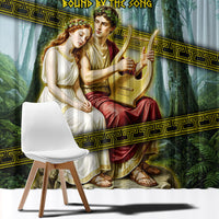 Orpheus And Eurydice Greek Mythology Lyre Window Curtain Vintage Ancient Greek Meander Classical Statue