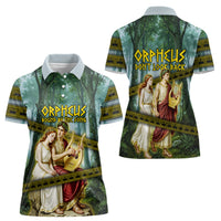 Orpheus And Eurydice Greek Mythology Lyre Women Polo Shirt Vintage Ancient Greek Meander Classical Statue