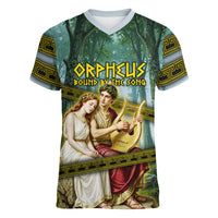 Orpheus And Eurydice Greek Mythology Lyre Women V-Neck T-Shirt Vintage Ancient Greek Meander Classical Statue