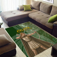 Atalanta Greek Mythology Huntress Archer Area Rug Ancient Greek Meander Pattern
