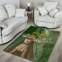 Atalanta Greek Mythology Huntress Archer Area Rug Ancient Greek Meander Pattern
