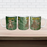 Atalanta Greek Mythology Huntress Archer Ceramic Mug Ancient Greek Meander Pattern
