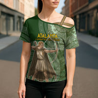 Atalanta Greek Mythology Huntress Archer Cross Shoulder Shirt Ancient Greek Meander Pattern